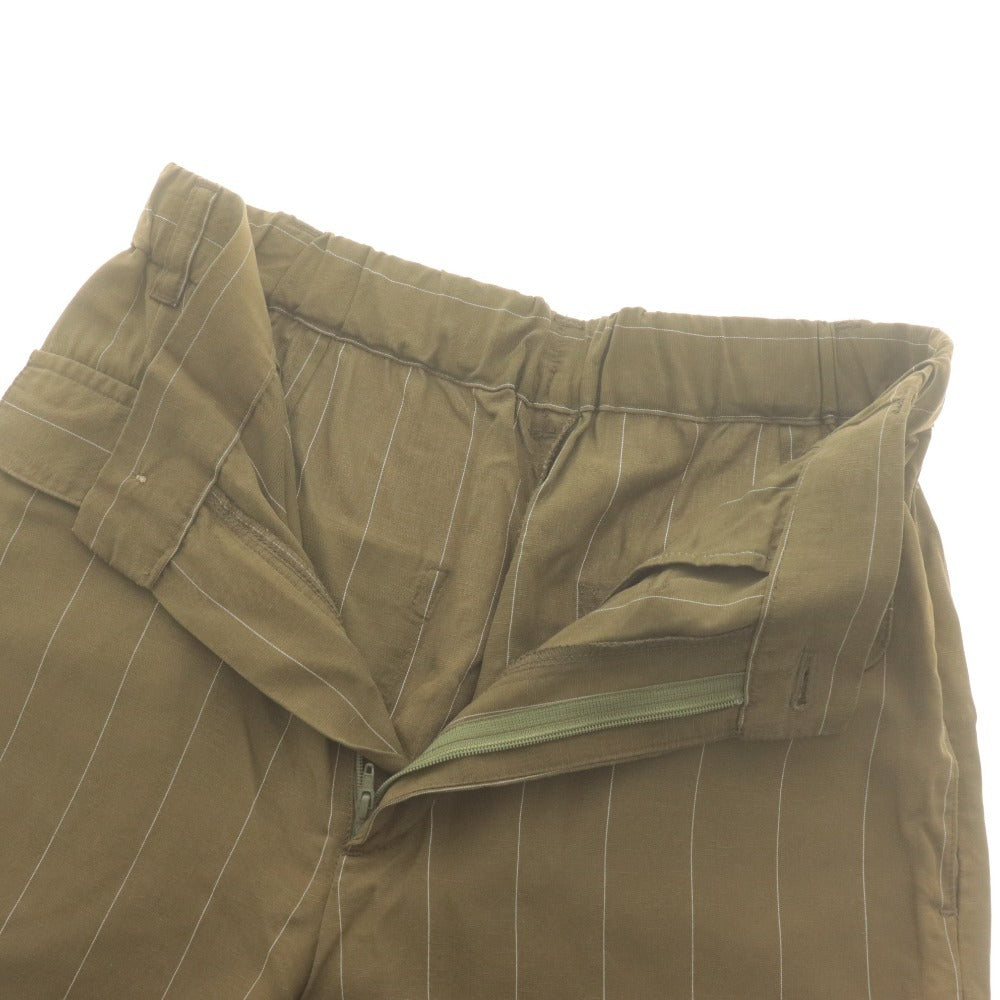 ■ Lucruca ルクルカ パンツ ワイドパンツ ボトムス ストライプ リネン混 センソユニコ レディース 38 カーキ