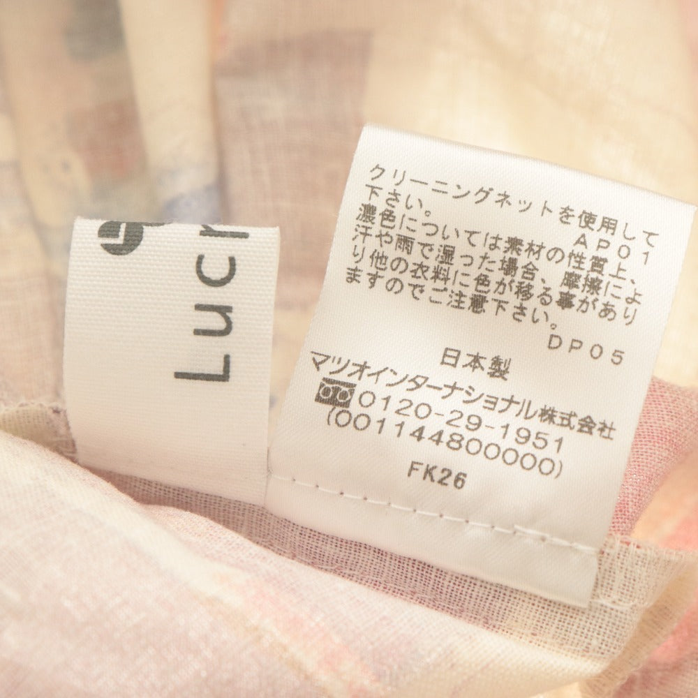 ■ Lucruca ルクルカ スカート ミディ丈 ボトムス プリーツ 総柄 リネン混 センソユニコ レディース 38 マルチカラー ペチコート付き