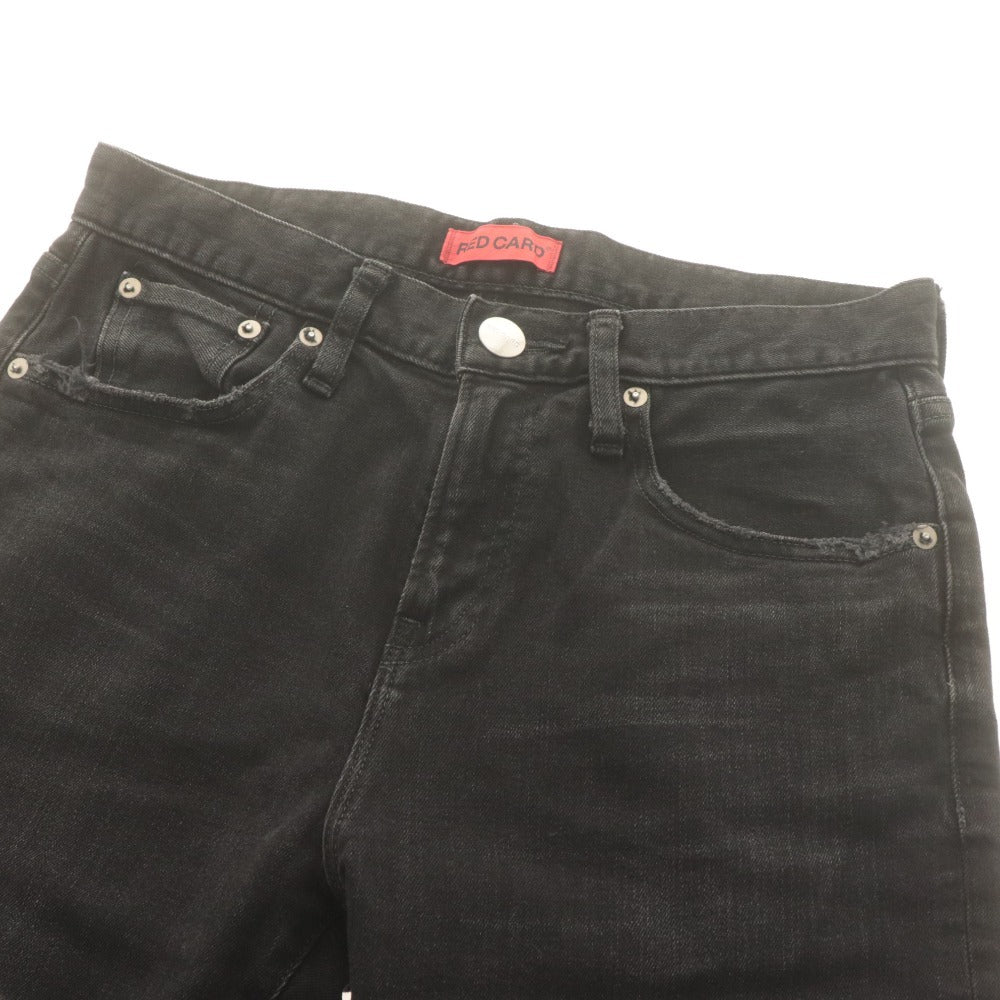 ■ レッドカード RED CARD デニムパンツ ボトムス ジーンズ フリンジ ダメージ加工 日本製 レディース 25(S~M相当）ブラック系