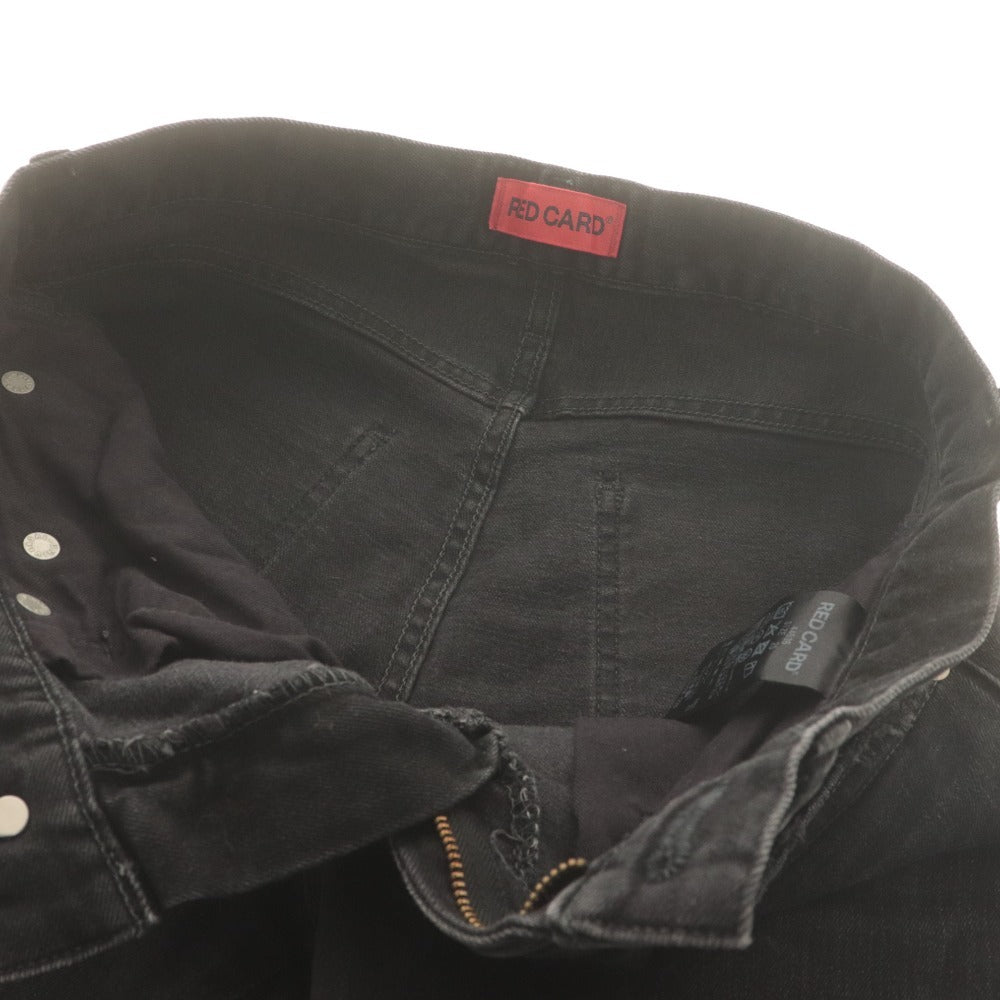 ■ レッドカード RED CARD デニムパンツ ボトムス ジーンズ フリンジ ダメージ加工 日本製 レディース 25(S~M相当）ブラック系