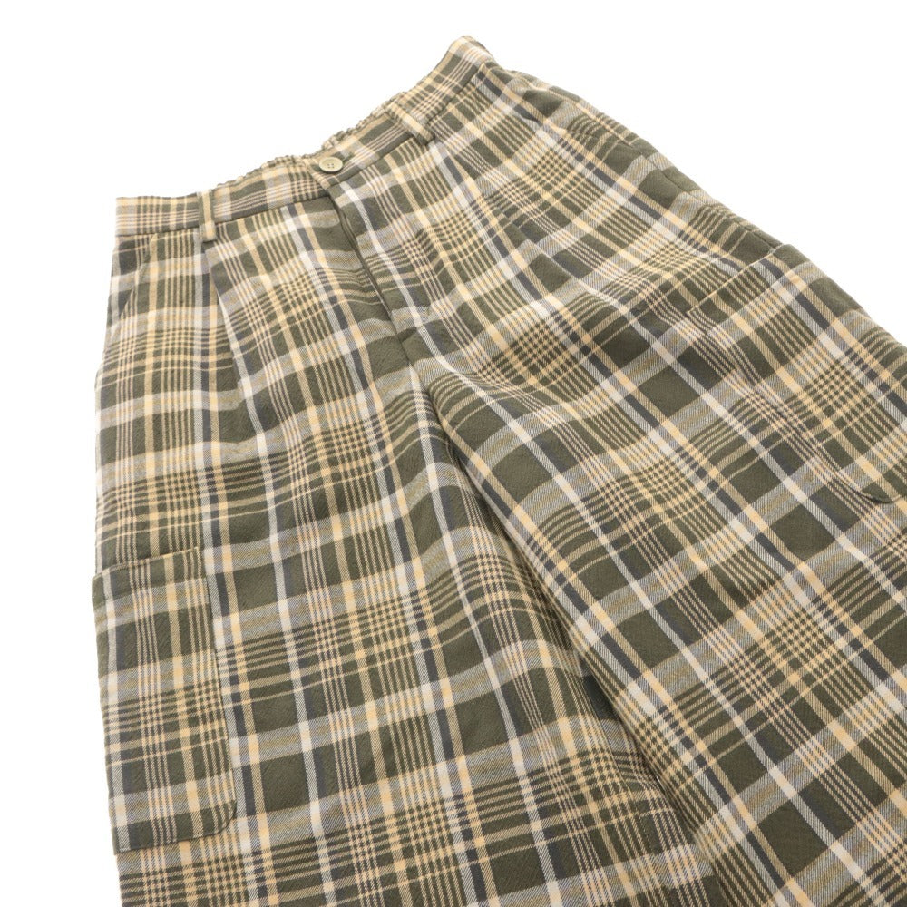■ Lucruca ルクルカ パンツ ワイドパンツ ボトムス チェック ウール混 センソユニコ レディース 38 グリーン系