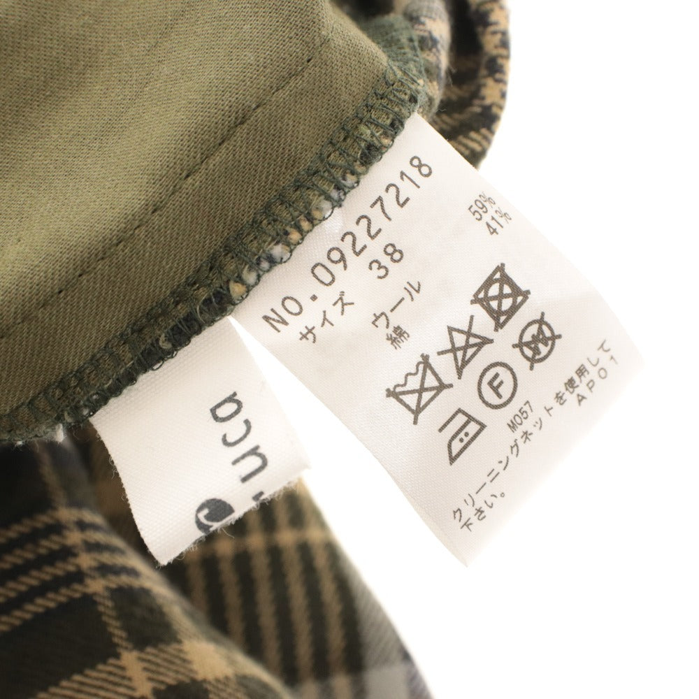 ■ Lucruca ルクルカ パンツ ワイドパンツ ボトムス チェック ウール混 センソユニコ レディース 38 グリーン系