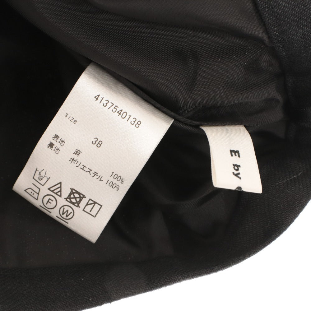 ■ E by eclat イーバイエクラ スカート ロング丈 ボトムス 無地 シンプル リネン レディース 38 ブラック タグ付き 未使用