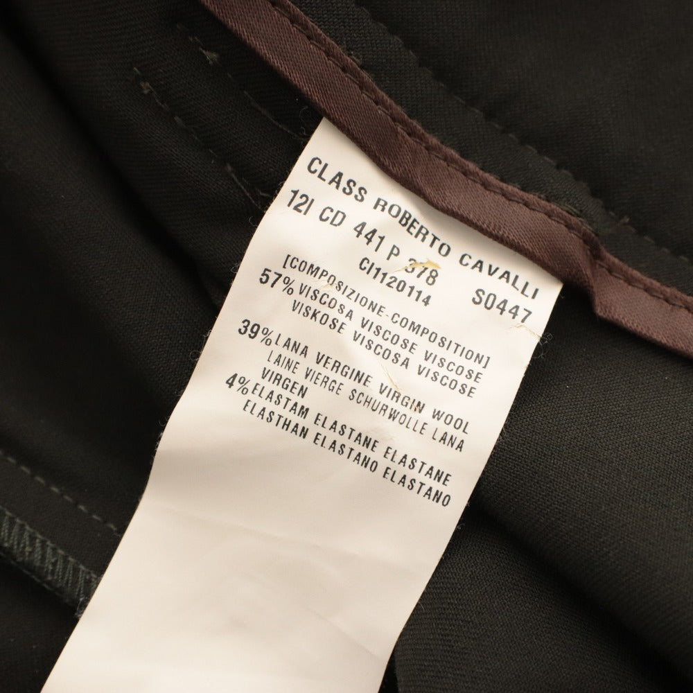 ■ CLASS Roberto Cavalli クラス ロベルトカヴァリ パンツ ボトムス シンプル 無地 ウール混 レディース I 42 ブラック