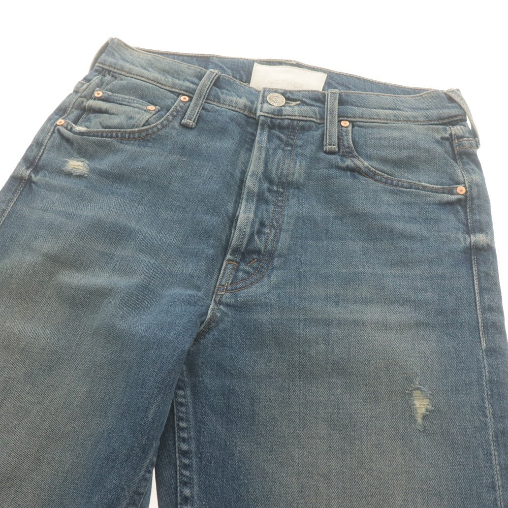 ■ マザー MOTHER デニムパンツ ボトムス ジーンズ カットオフ ダメージ加工 ユーズド加工 レディース 26(S~M相当）ブルー系