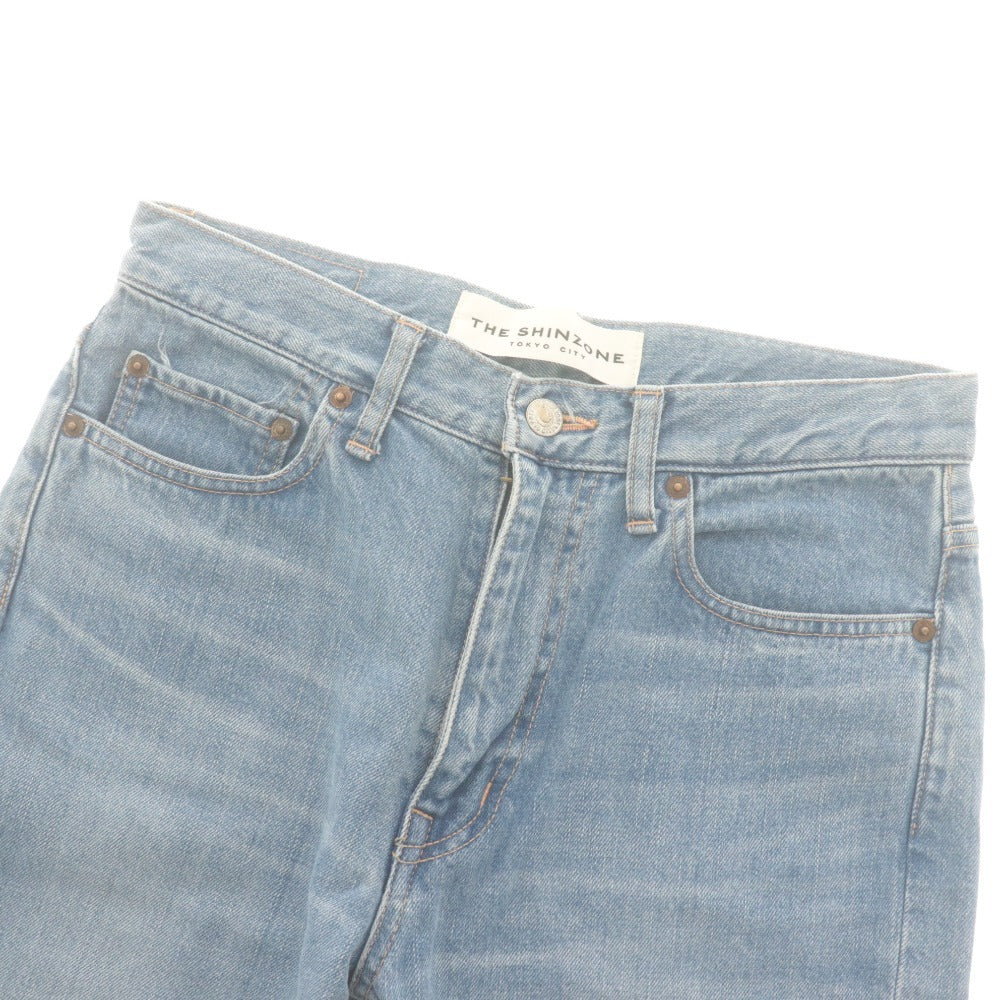 ■ THE SHINZONE シンゾーン ジーンズ パンツ ボトムス デニム コットン 裾カットオフ レディース 38 ブルー