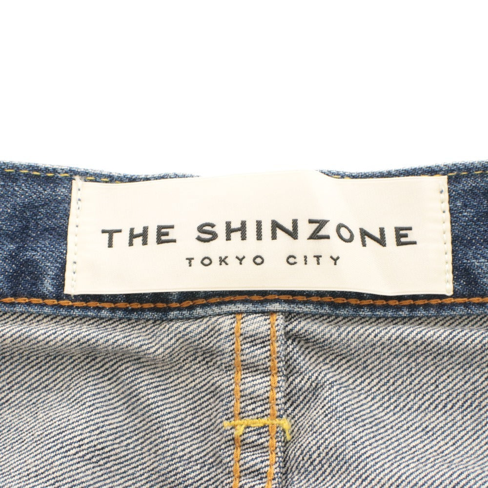 ■ THE SHINZONE シンゾーン ジーンズ パンツ ボトムス デニム コットン ボタンフライ 裾カットオフ レディース 36 インディゴブルー
