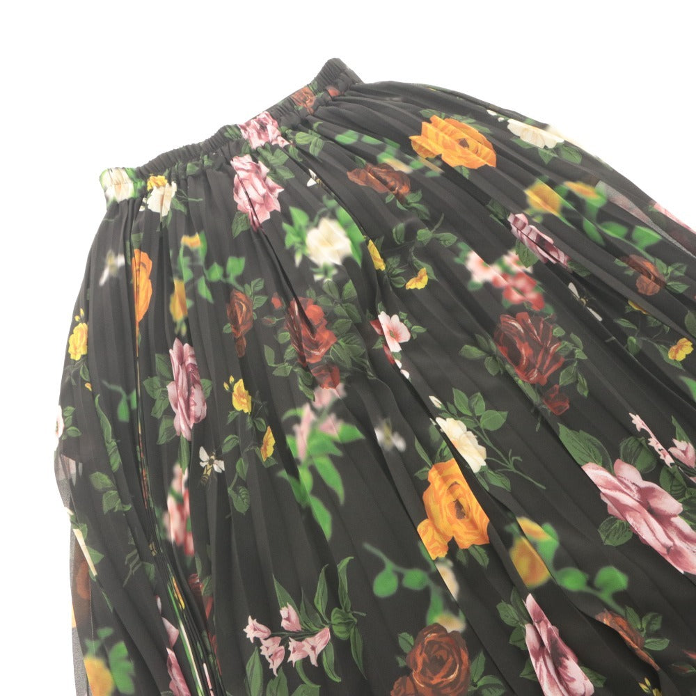 ■ AMERI VINTAGE アメリ スカート ロング丈 ボトムス プリーツ ボタン 花柄 COCO FLOWER レディース ブラック系