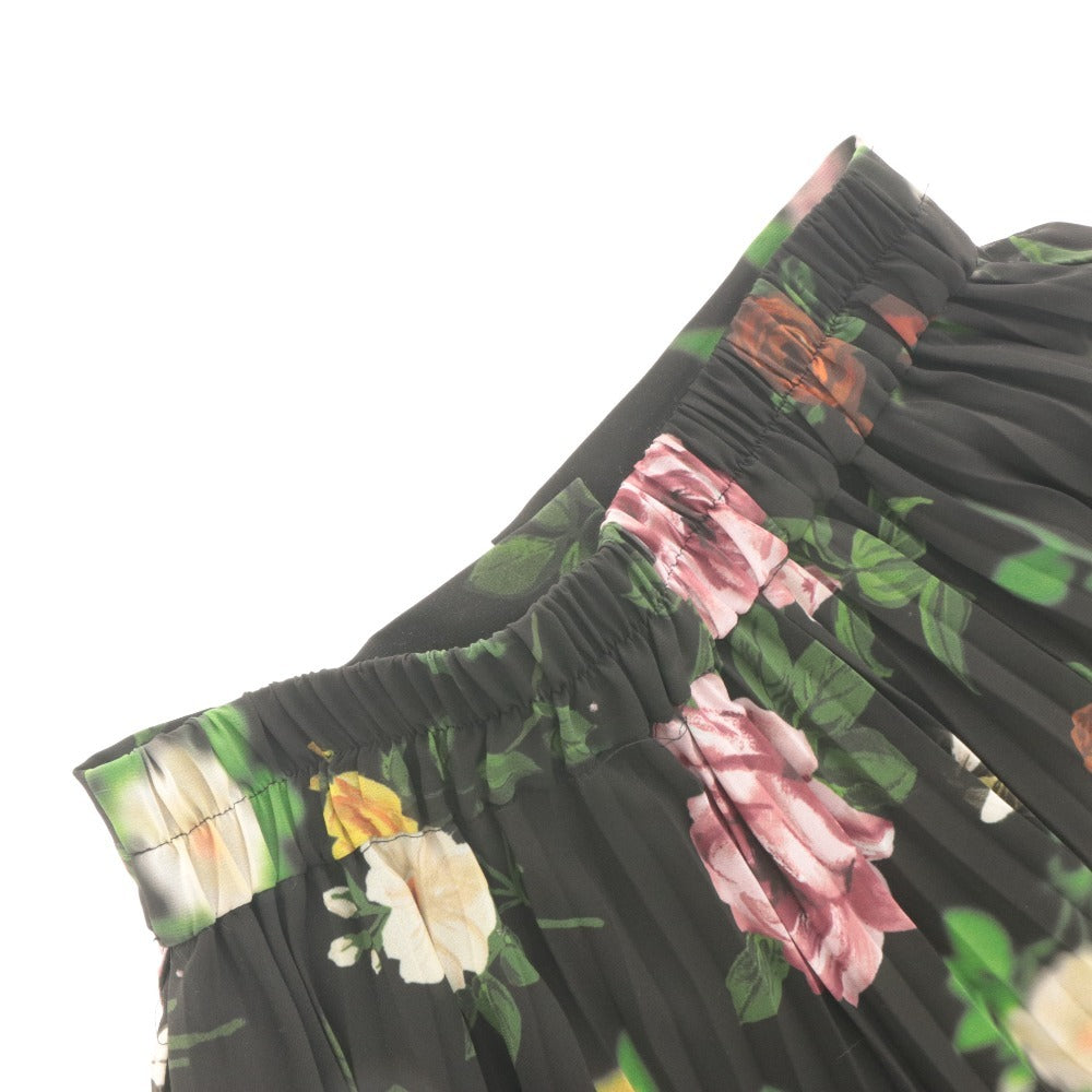 ■ AMERI VINTAGE アメリ スカート ロング丈 ボトムス プリーツ ボタン 花柄 COCO FLOWER レディース ブラック系