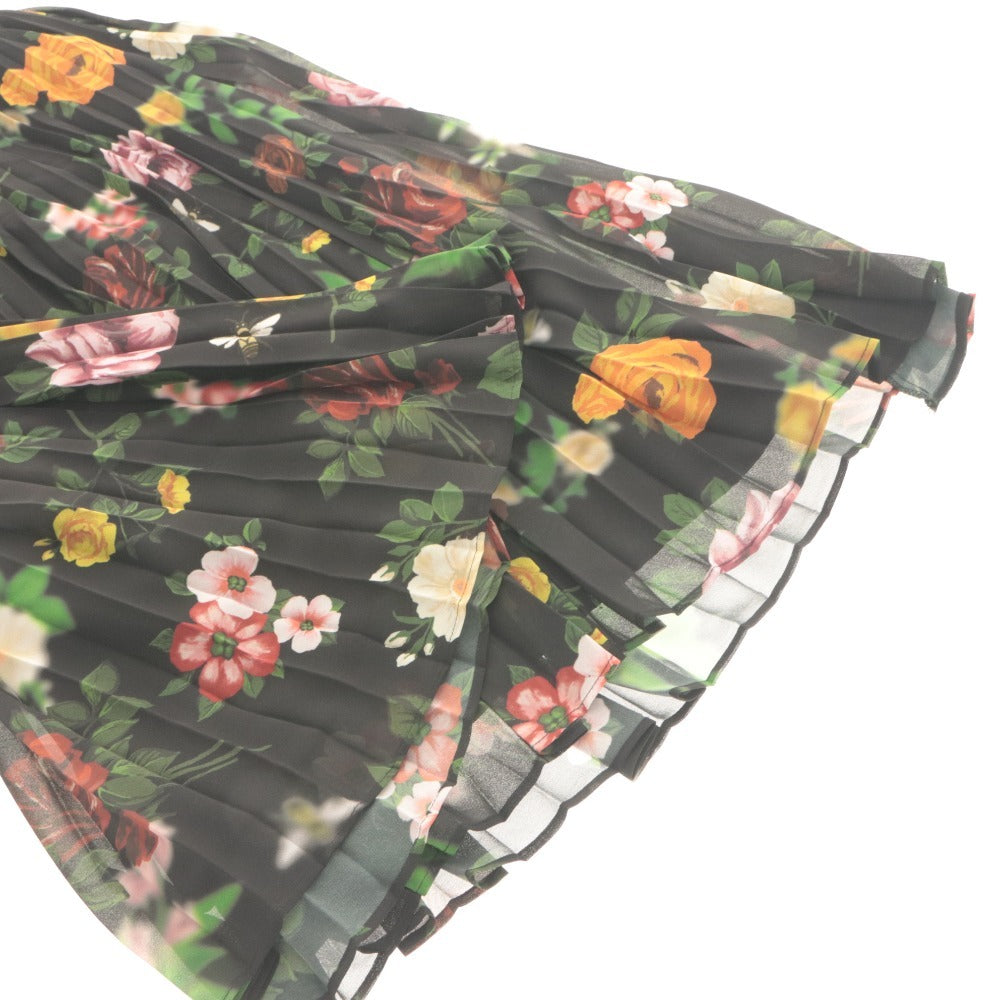 ■ AMERI VINTAGE アメリ スカート ロング丈 ボトムス プリーツ ボタン 花柄 COCO FLOWER レディース ブラック系