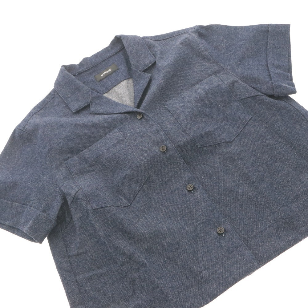 ■ SINME シンメ セットアップ 半袖 ロング丈 トップス ボトムス ジャケット タイトスカート デニム コットン レディース F インディゴ