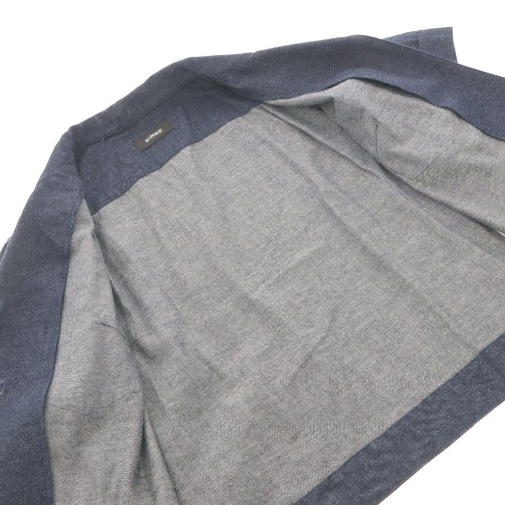 ■ SINME シンメ セットアップ 半袖 ロング丈 トップス ボトムス ジャケット タイトスカート デニム コットン レディース F インディゴ