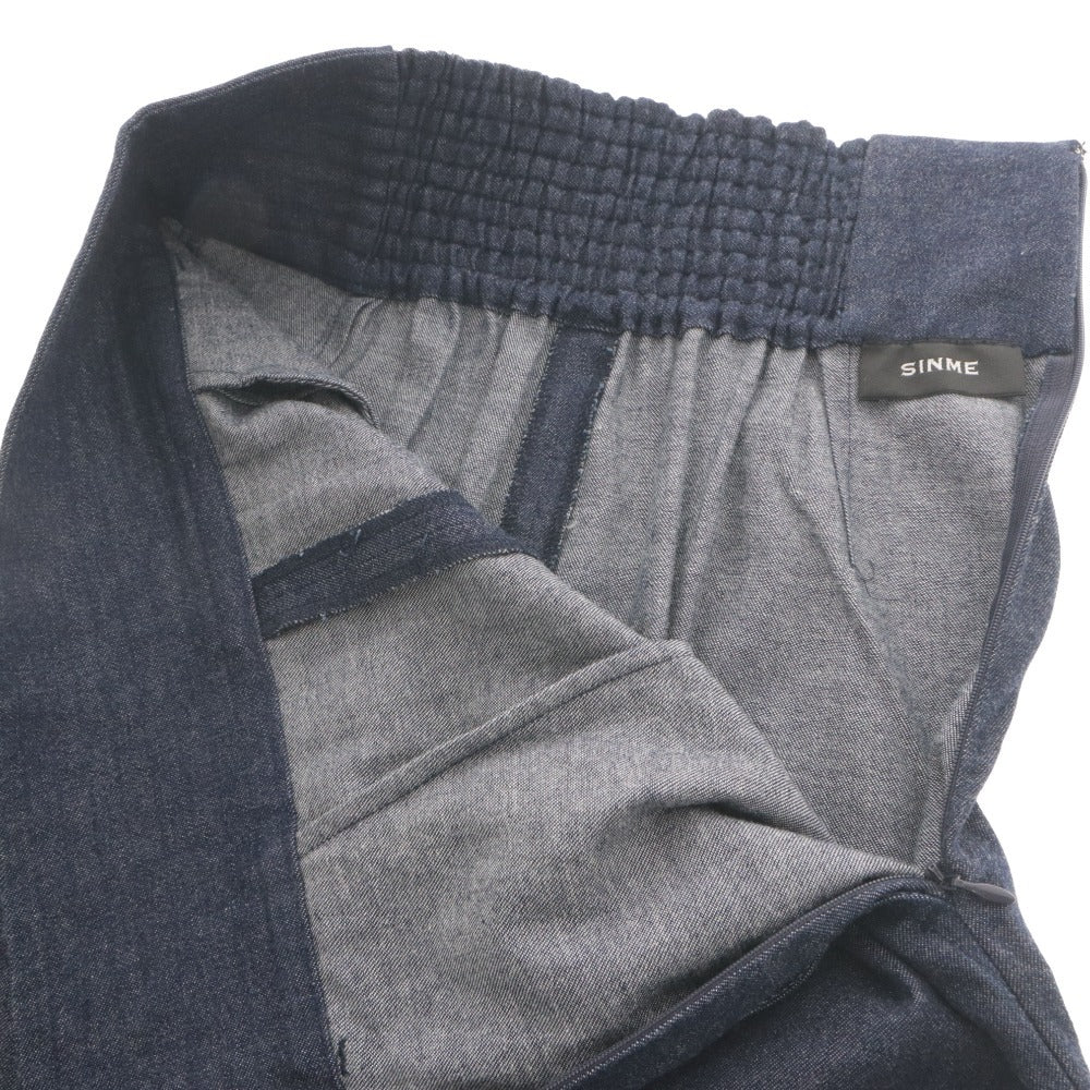 ■ SINME シンメ セットアップ 半袖 ロング丈 トップス ボトムス ジャケット タイトスカート デニム コットン レディース F インディゴ