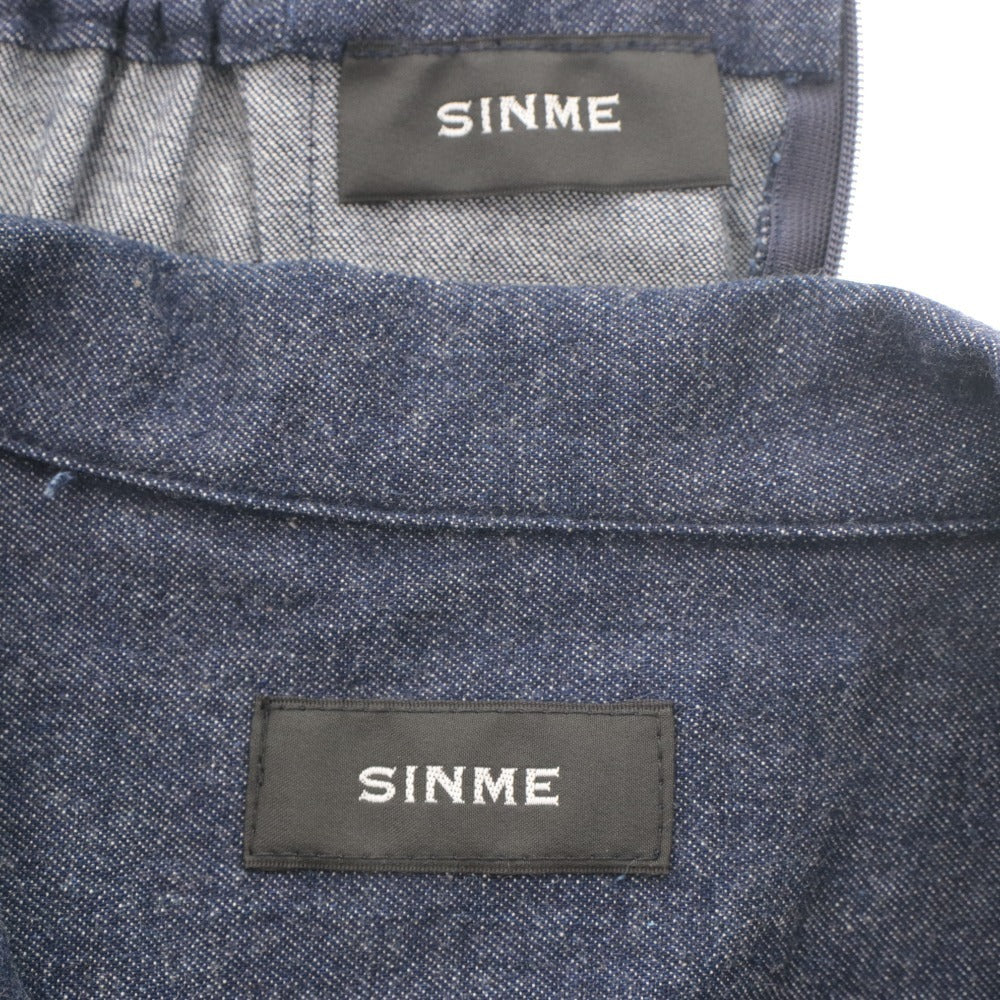 ■ SINME シンメ セットアップ 半袖 ロング丈 トップス ボトムス ジャケット タイトスカート デニム コットン レディース F インディゴ