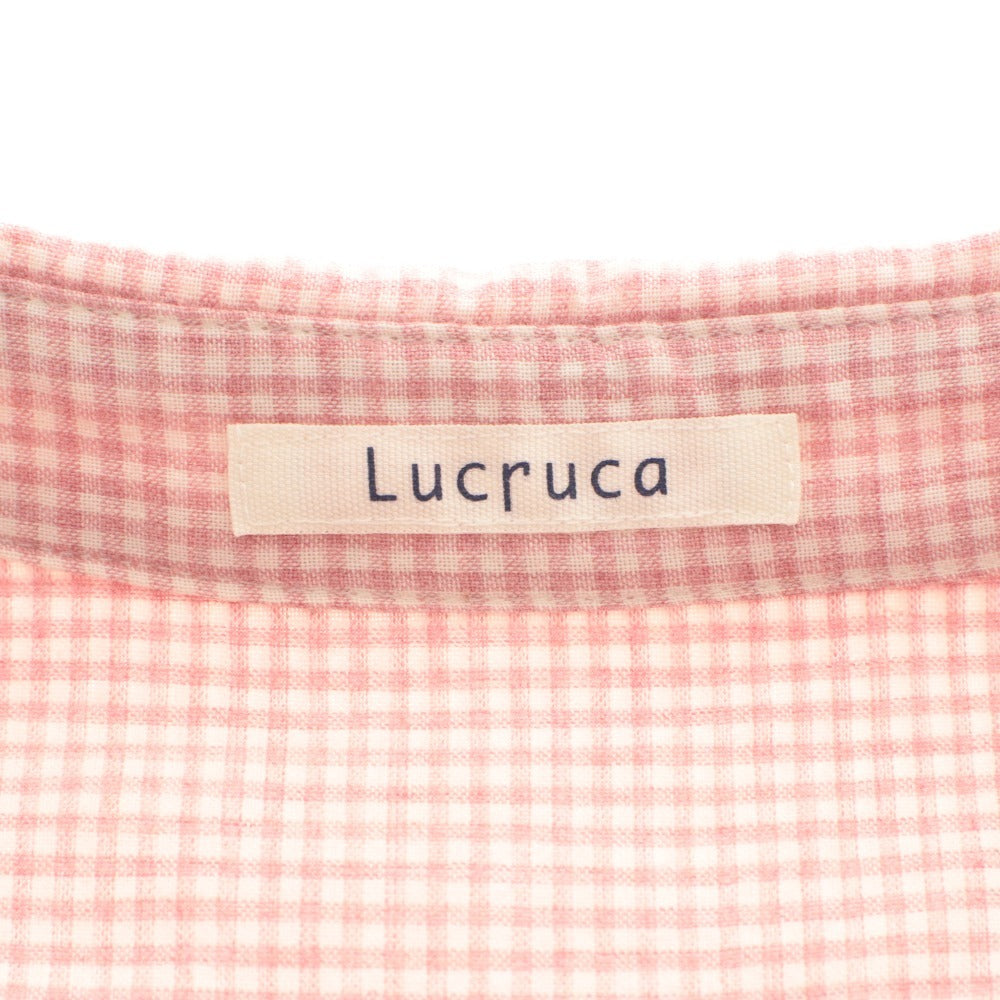 ■ Lucruca ルクルカ シャツ ブラウス 七分袖 トップス ギンガムチェック コットン レディース 38 ピンク系