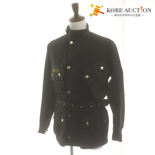 ■ Barbour インターナショナル オリジナル ワックス ジャケット ライダース 長袖 アウター チェック メンズ 36(S~M相当) 黒 等 付属品付
