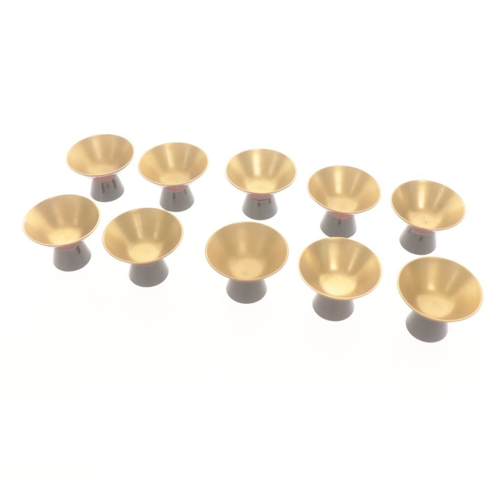 ■ Wajima Lacquerware Gold-Painted Sake Cup Set of 10 Bulk Sale Lacquerware Sake Ware Celebration Gift Fine Art Craft with Wooden Box