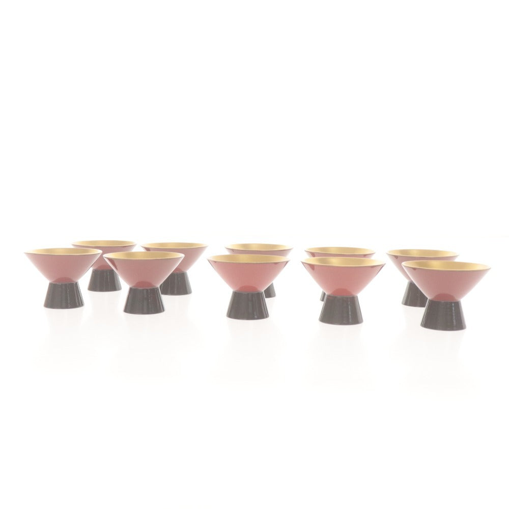■ Wajima Lacquerware Gold-Painted Sake Cup Set of 10 Bulk Sale Lacquerware Sake Ware Celebration Gift Fine Art Craft with Wooden Box