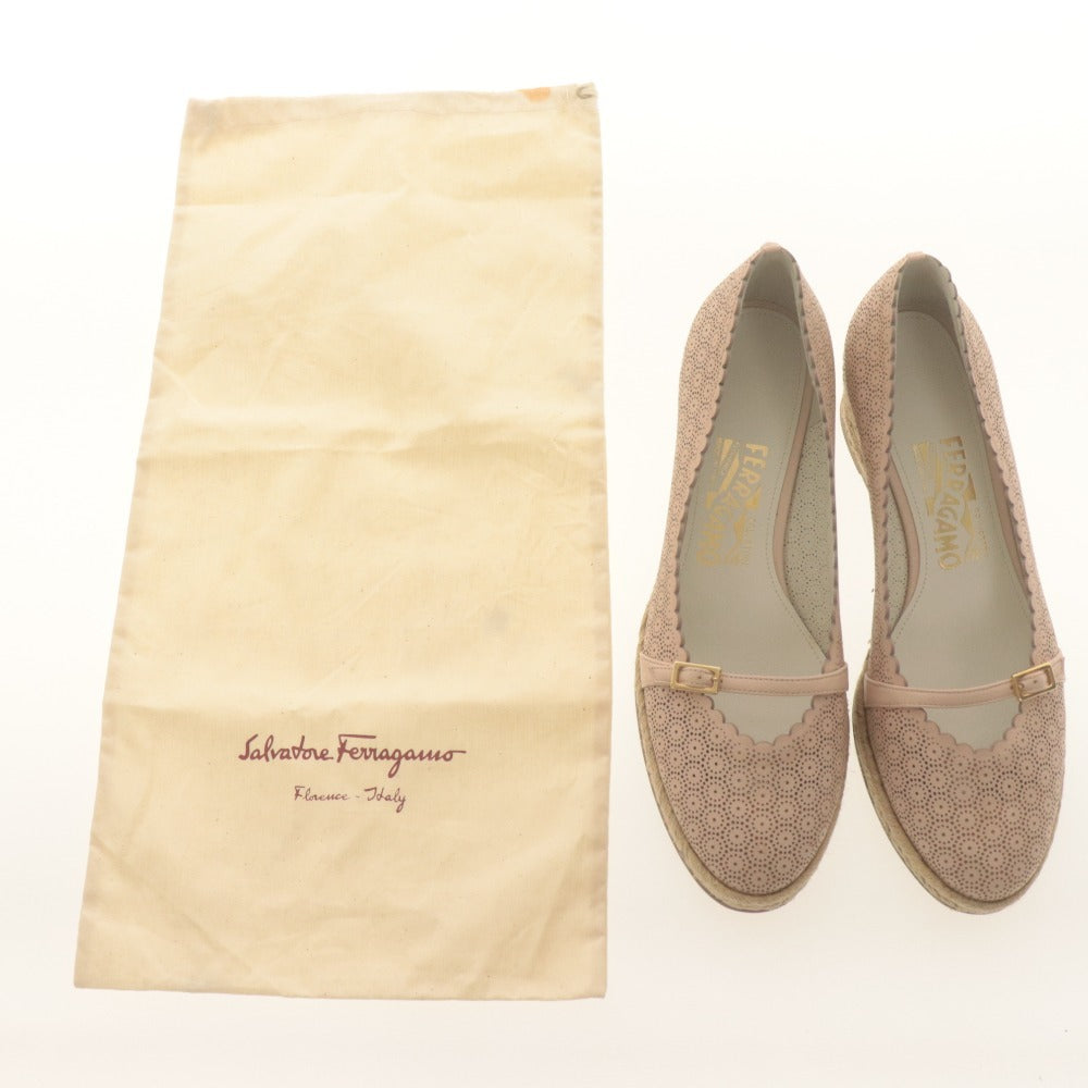 ■ Salvatore Ferragamo サルヴァトーレフェラガモ パンプス シューズ 靴 ベルト レディース 6 1/2 (24.0cm相当) ピンクベージュ系 袋付き