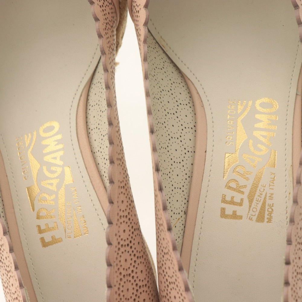 ■ Salvatore Ferragamo サルヴァトーレフェラガモ パンプス シューズ 靴 ベルト レディース 6 1/2 (24.0cm相当) ピンクベージュ系 袋付き