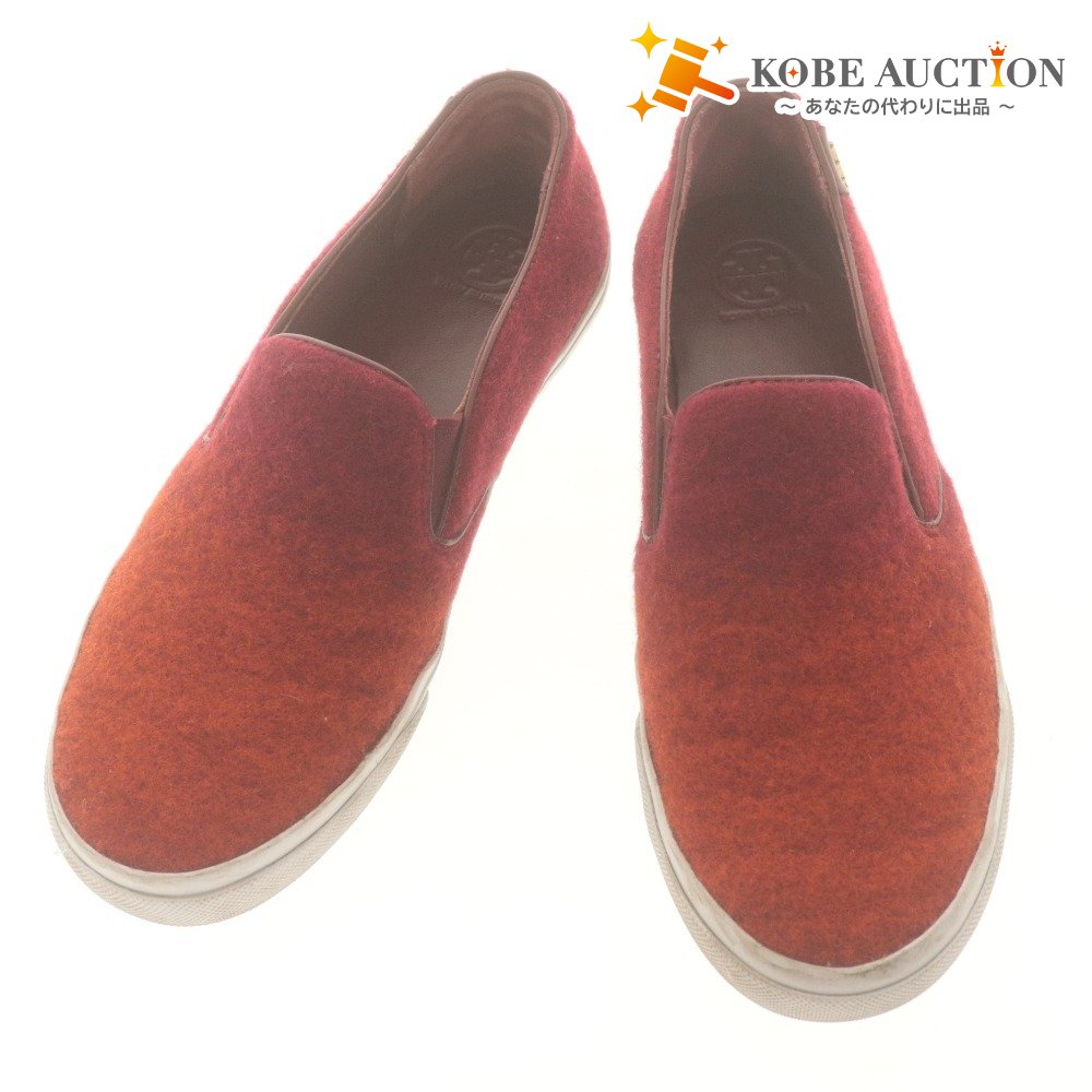 ■ Tory Burch Loafers Shoes Gold Logo Hardware Men's Women's 8 (25.0cm) Reddish Brown