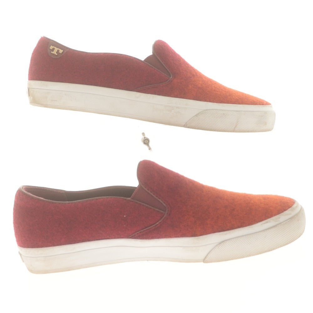 ■ Tory Burch Loafers Shoes Gold Logo Hardware Men's Women's 8 (25.0cm) Reddish Brown