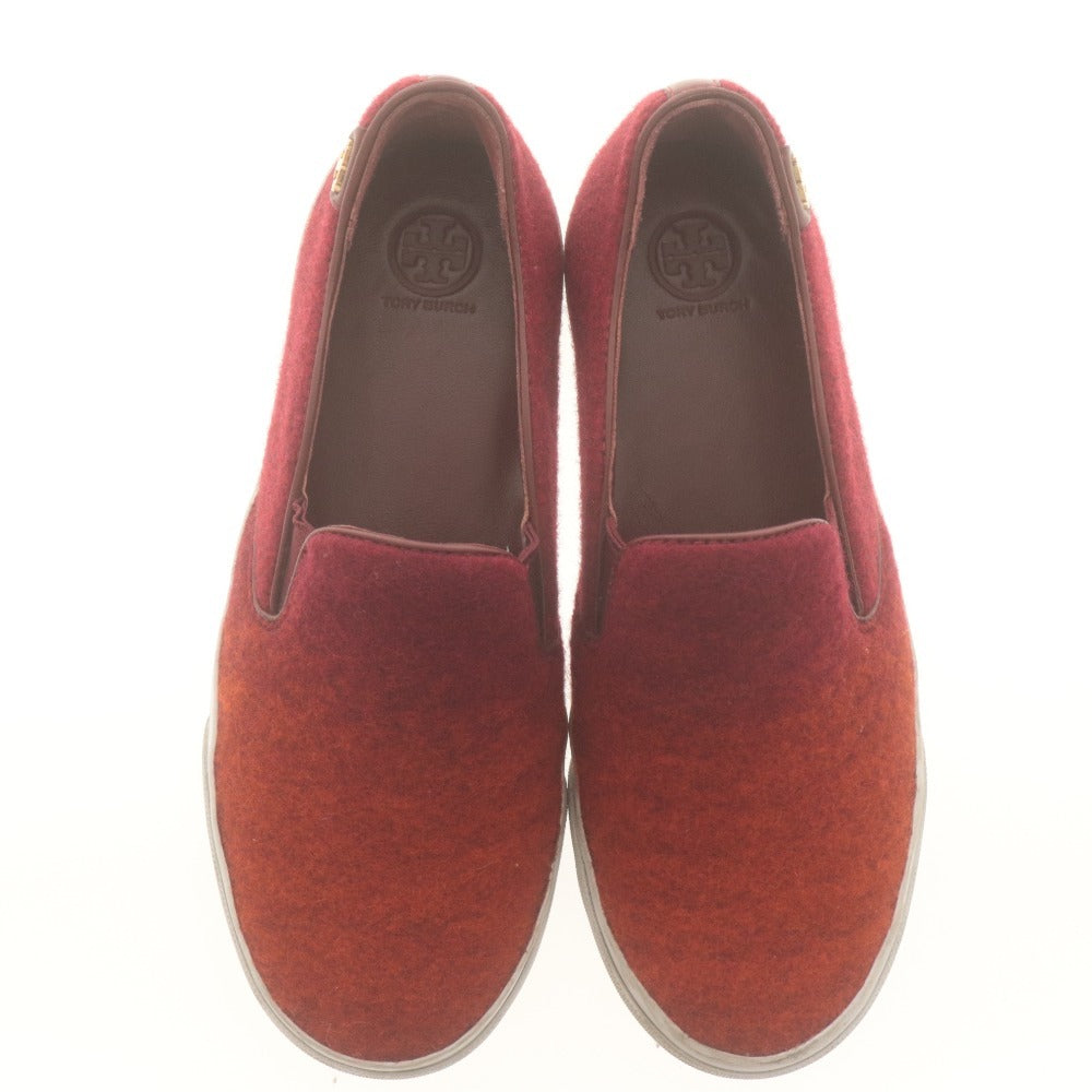 ■ Tory Burch Loafers Shoes Gold Logo Hardware Men's Women's 8 (25.0cm) Reddish Brown