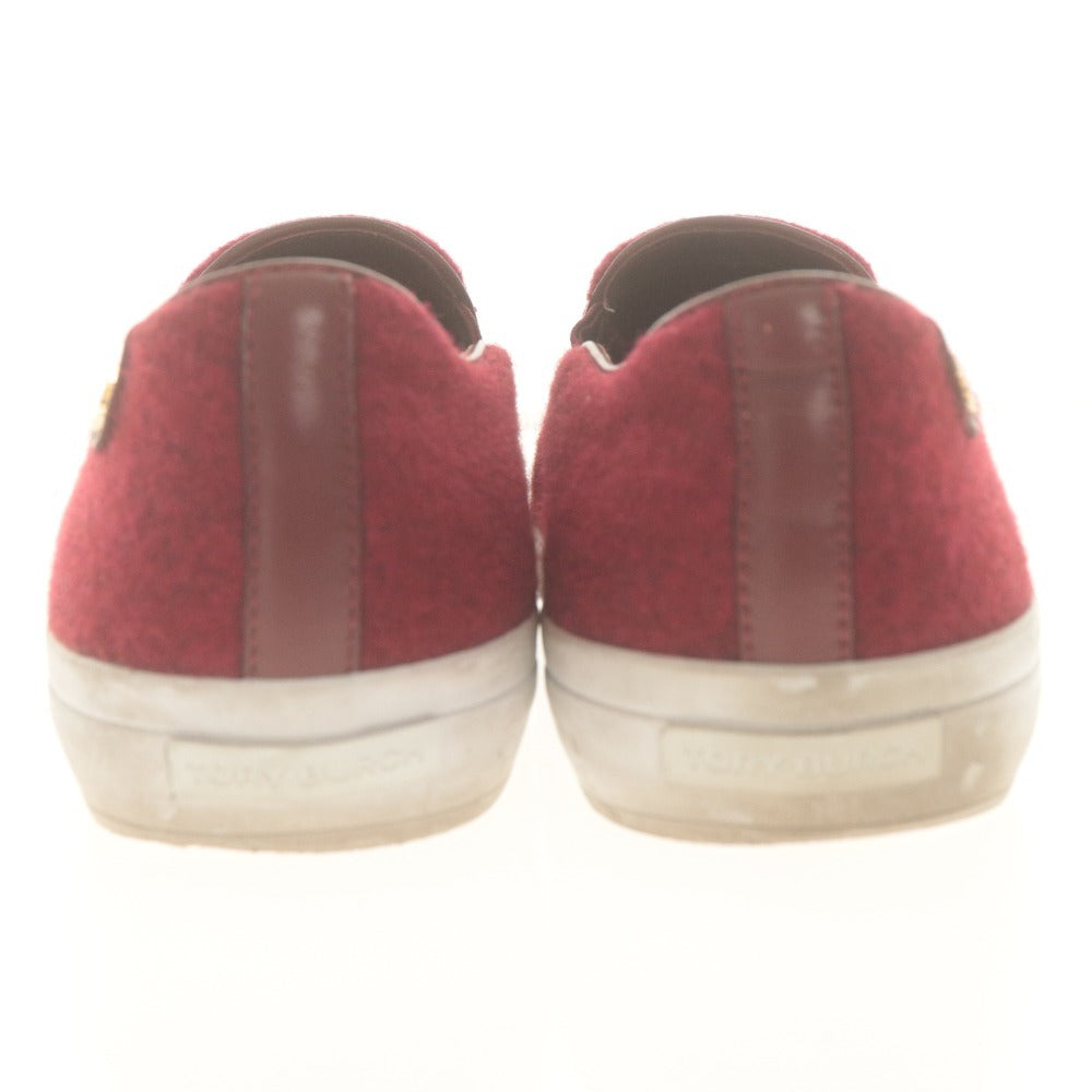■ Tory Burch Loafers Shoes Gold Logo Hardware Men's Women's 8 (25.0cm) Reddish Brown