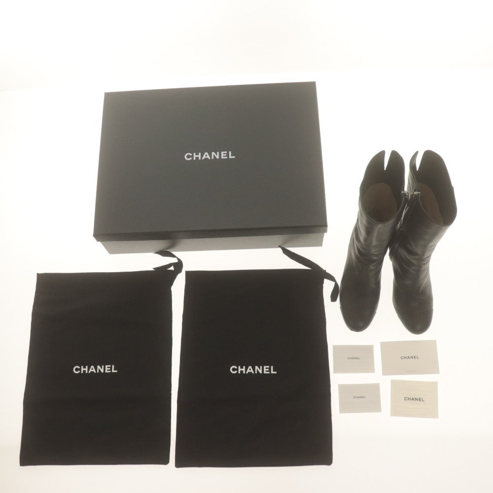■ CHANEL シャネル ショートブーツ シューズ 靴 G28000 ファスナー レディース 36 (23.0cm相当) ブラック 箱 袋付き