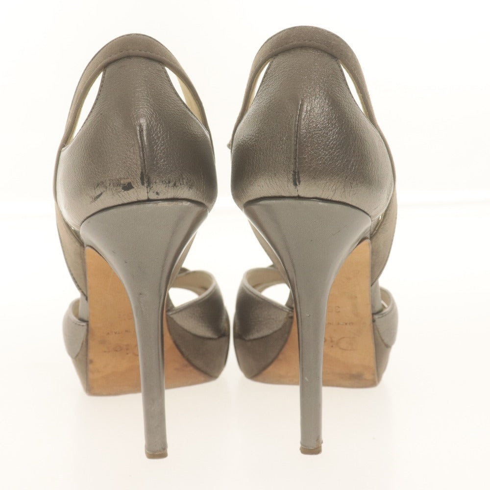 ■ Dior ディオール ヒール サンダル 靴 リボン シルバー金具 レディース 36 1/2 (23.5cm相当) シルバー系 ベージュ系