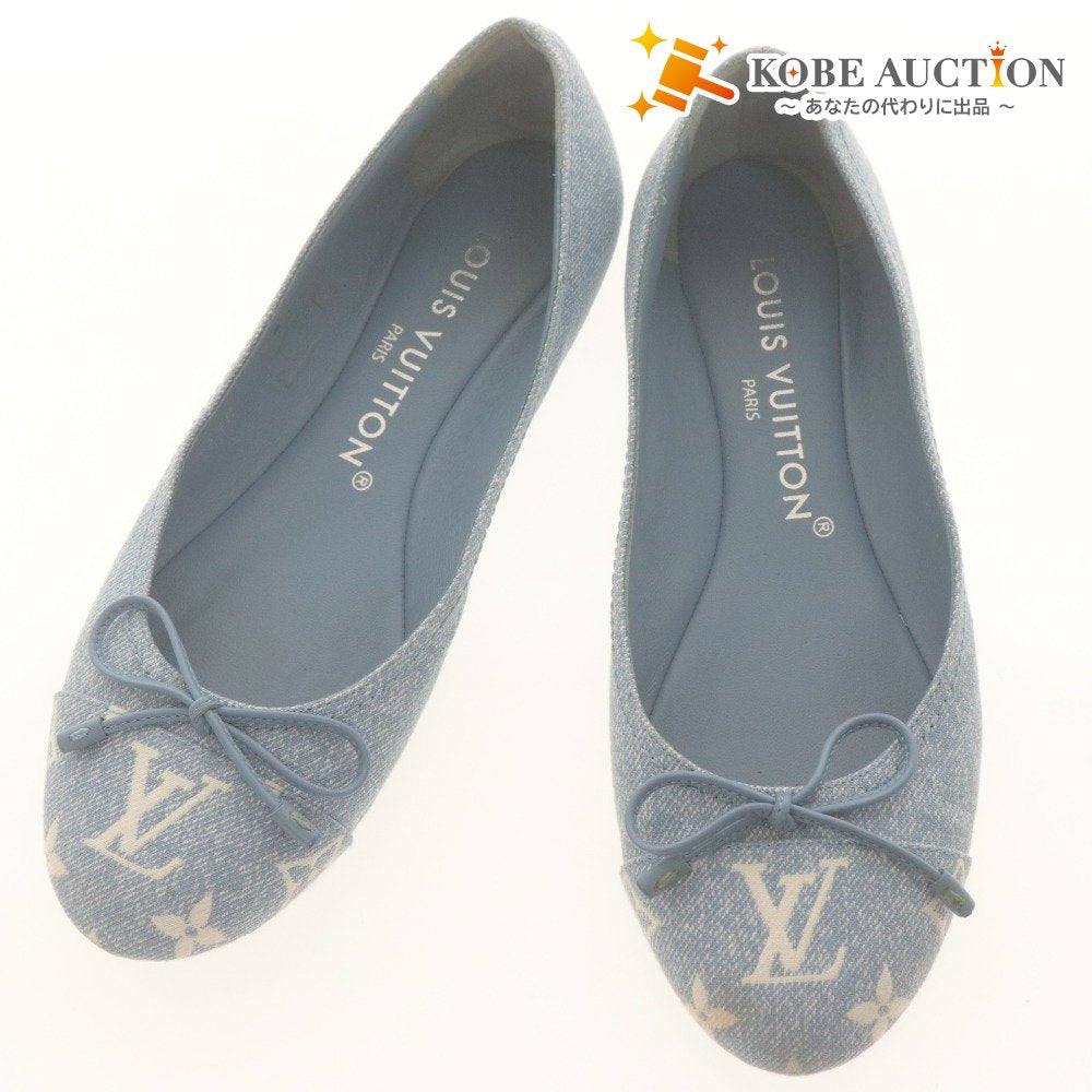 ■ LOUIS VUITTON ルイヴィトン バレリーナシューズ ポピ・ライン バレリーナ レディース 35 1/2 M (22.5~23.0cm相当) ライトブルー系