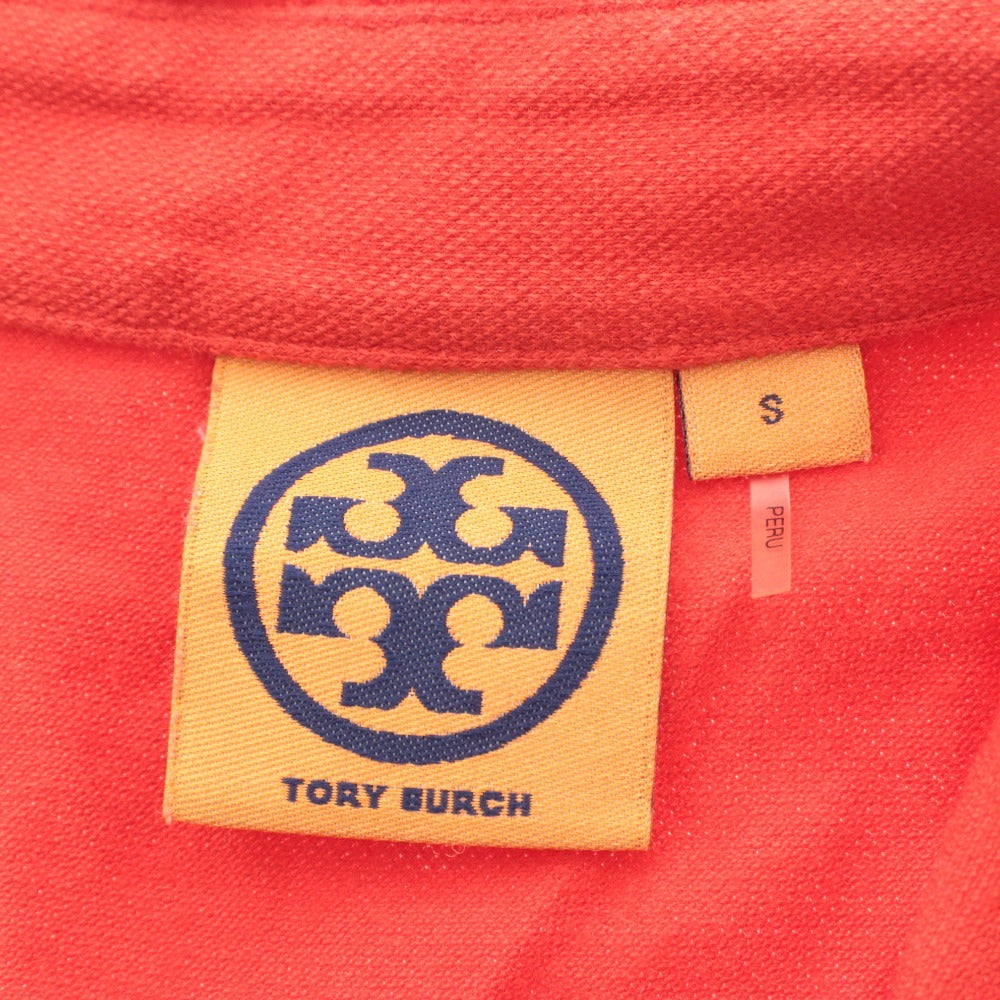■ Tory Burch トリーバーチ シャツ ブラウス トップス 長袖 ボタン 無地 首フリル レディース S レッド系