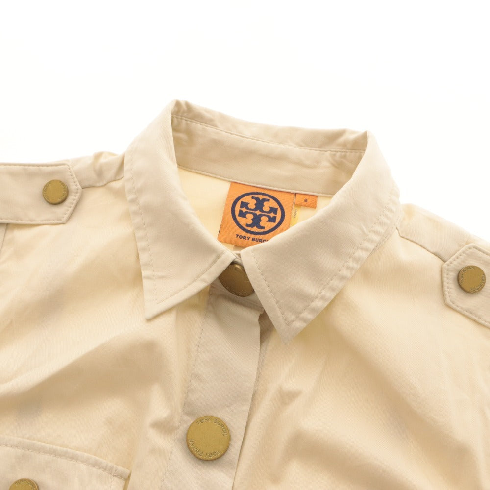 ■ Tory Burch トリーバーチ ワンピース トップス ボトムス 襟 ノースリーブ ボタン ポケット レディース 2 アイボリー系