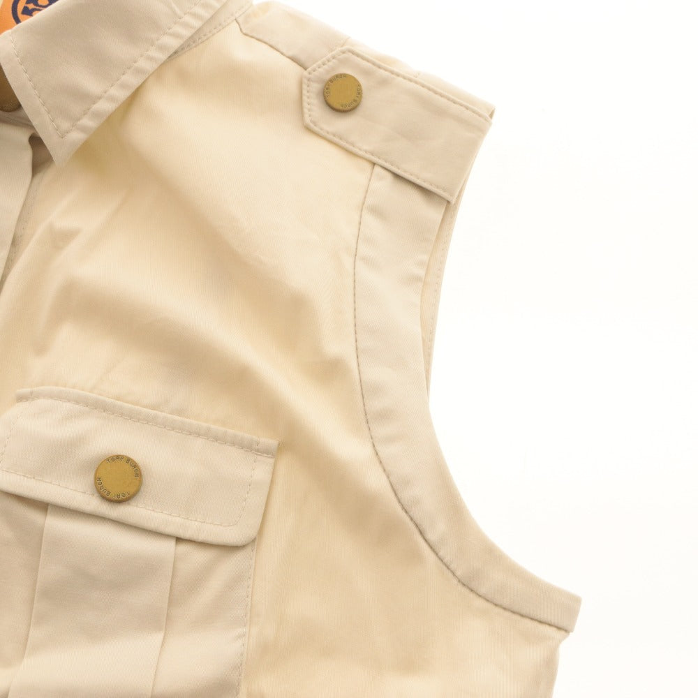 ■ Tory Burch トリーバーチ ワンピース トップス ボトムス 襟 ノースリーブ ボタン ポケット レディース 2 アイボリー系