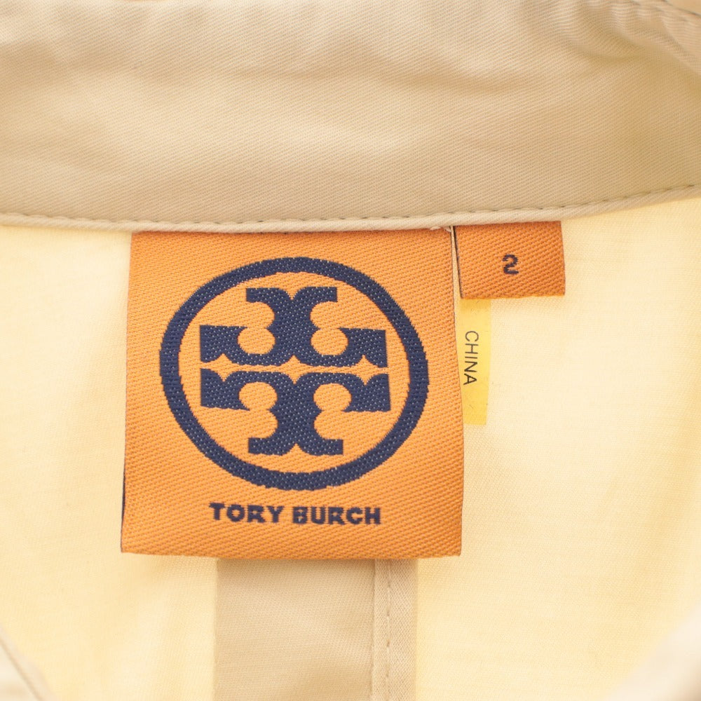 ■ Tory Burch トリーバーチ ワンピース トップス ボトムス 襟 ノースリーブ ボタン ポケット レディース 2 アイボリー系