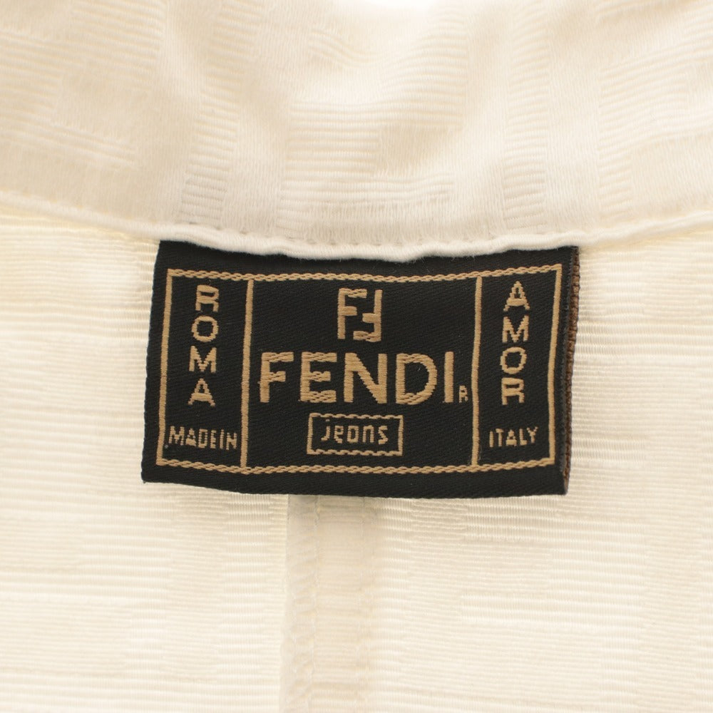 ■ FENDI フェンディ ワンピース トップス ボトムス 襟 ノースリーブ ボタン 無地 レディース M アイボリー系