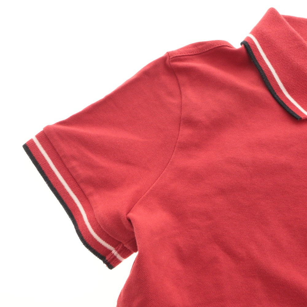 ■ PRADA Prada Polo Shirt Top Collar Short Sleeve Neck Button Striped Solid Color Women's Red-toned