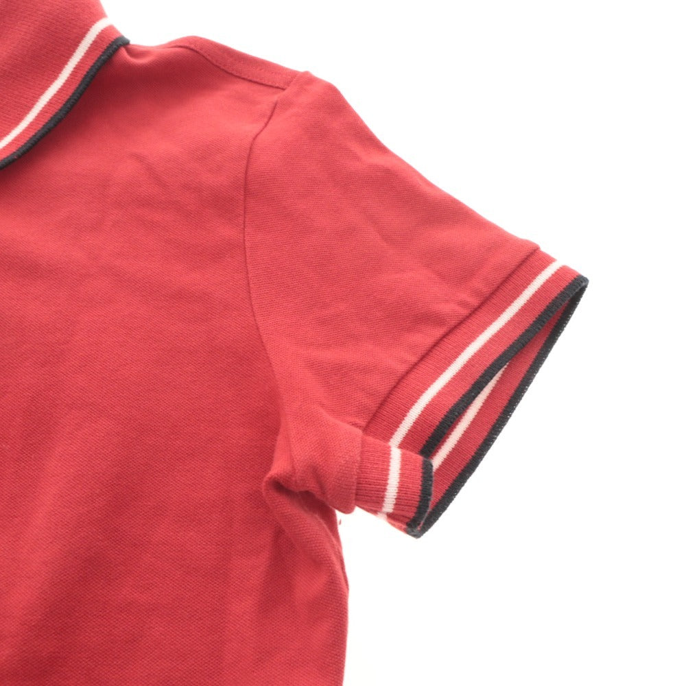 ■ PRADA Prada Polo Shirt Top Collar Short Sleeve Neck Button Striped Solid Color Women's Red-toned
