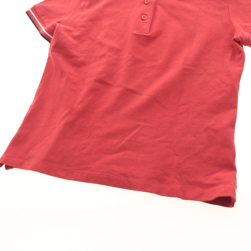 ■ PRADA Prada Polo Shirt Top Collar Short Sleeve Neck Button Striped Solid Color Women's Red-toned