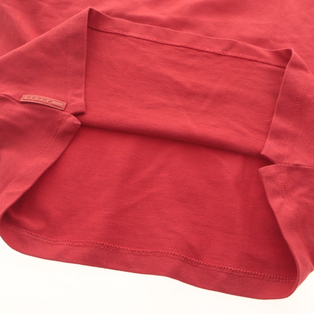 ■ PRADA Prada Polo Shirt Top Collar Short Sleeve Neck Button Striped Solid Color Women's Red-toned