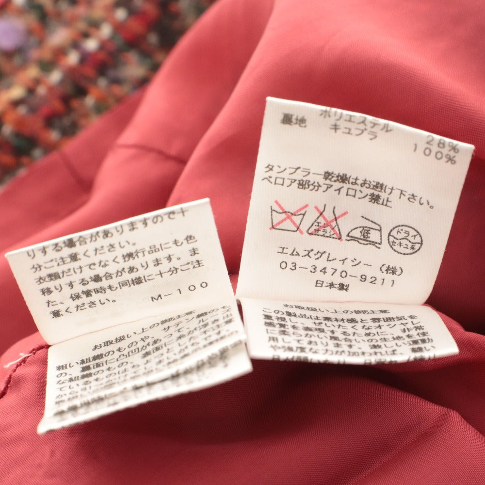 ■ M'S GRACY エムズグレイシー ワンピース トップス ボトムス 丸首 ノースリーブ ツイード リボン レディース 36 マルチカラー
