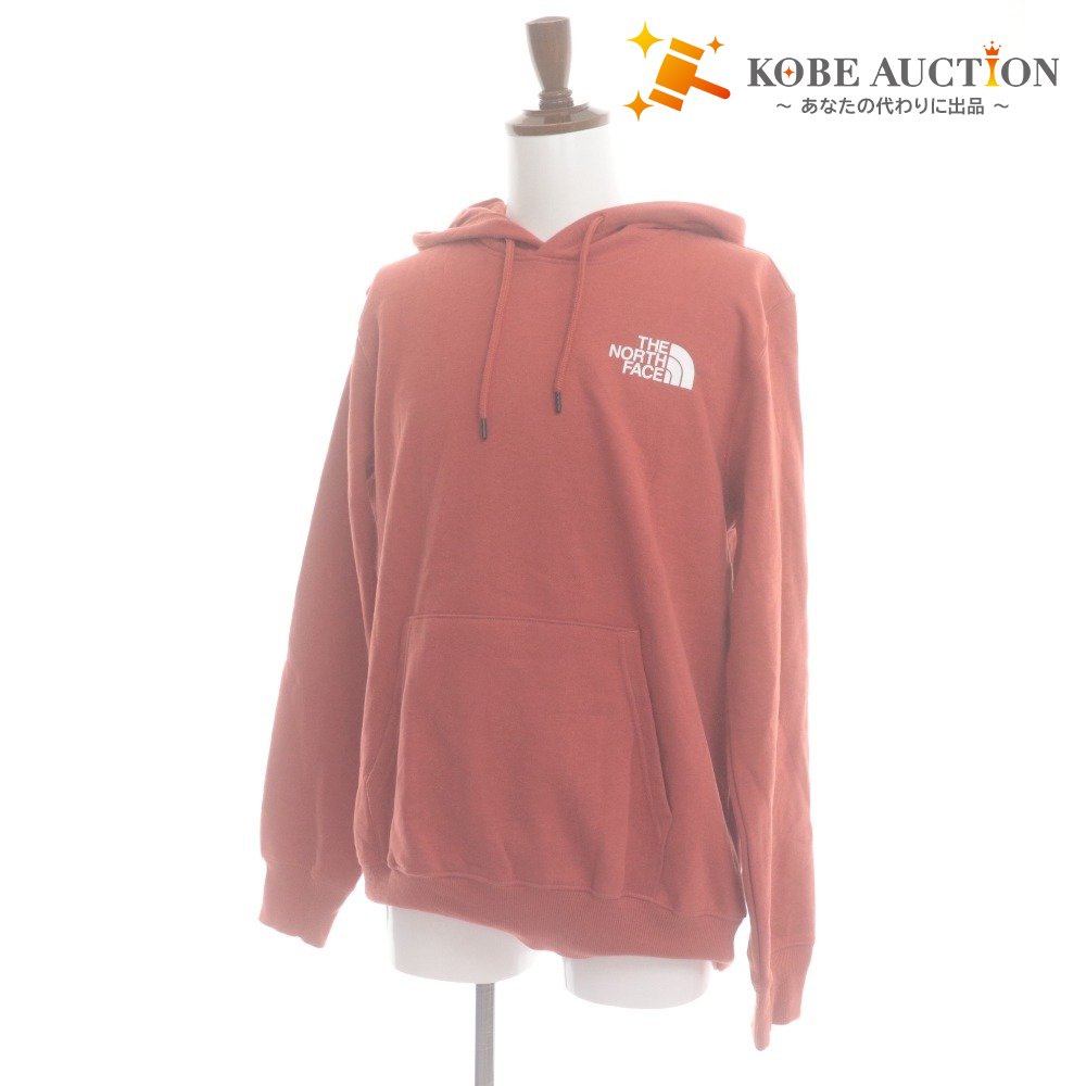 ■ THE NORTH FACE ノースフェイス トレーナー トップス 長袖 フード ポケット ロゴ メンズ M 赤茶系 タグ付き 未使用