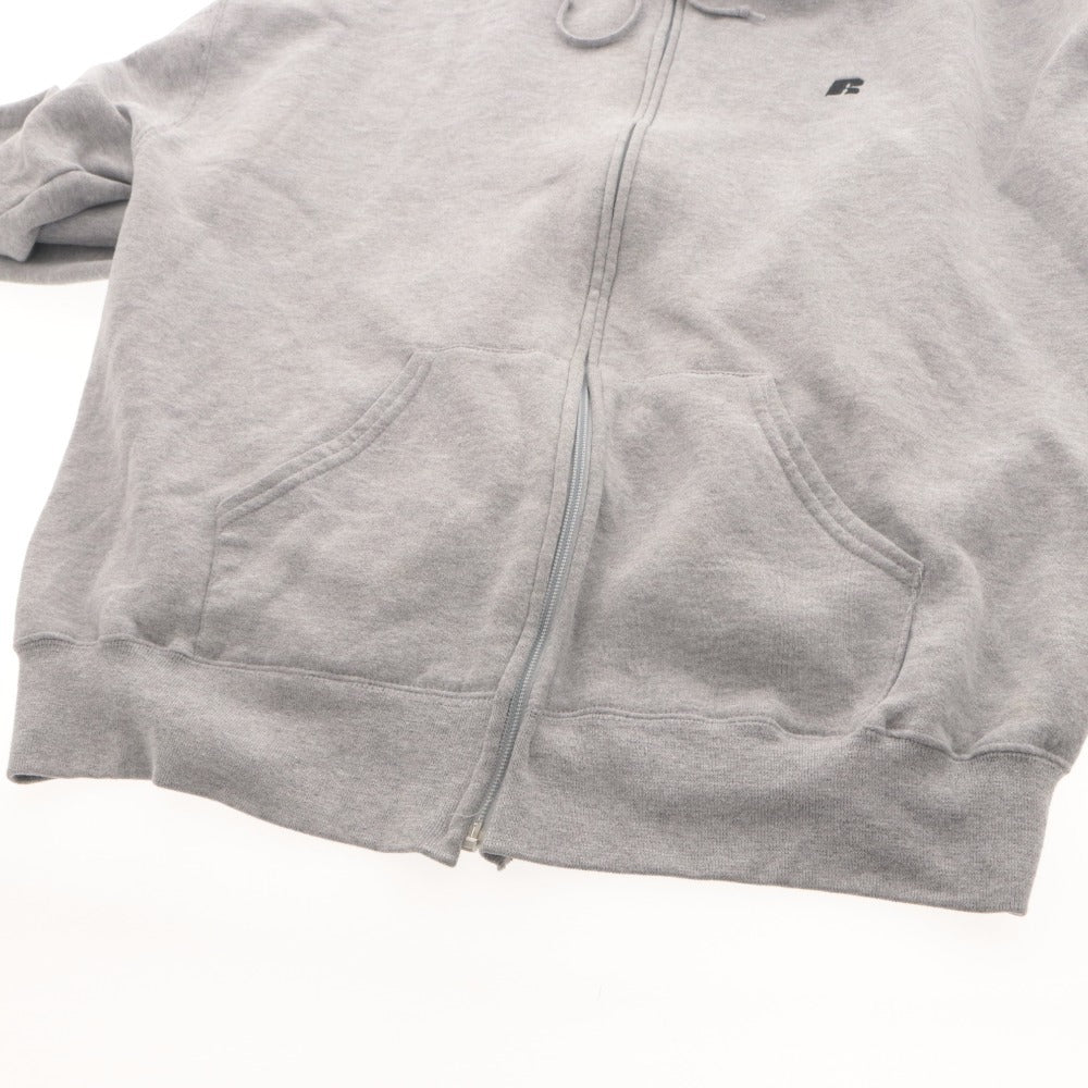 ■ Russell Athletic ラッセルアスレティック パーカー ジャケット アウター ファスナー ポケット フード メンズ XL グレー系