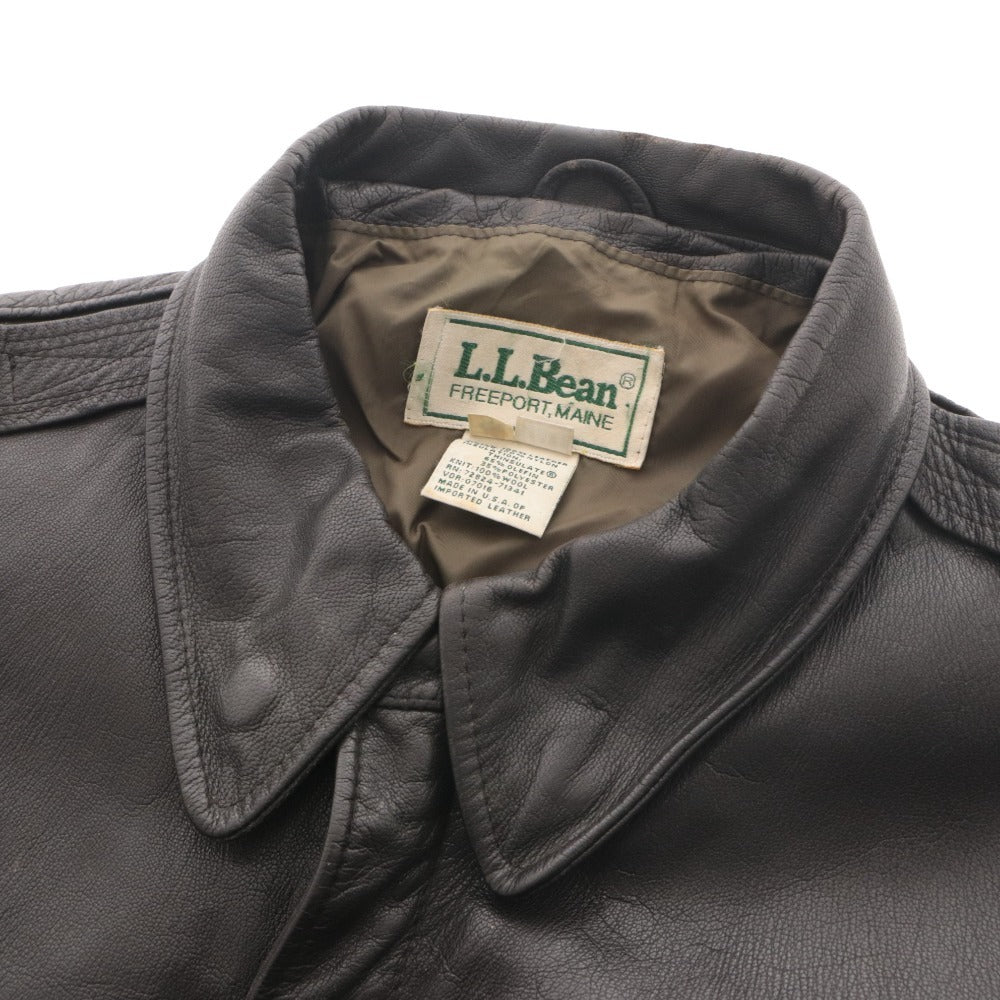 ■ L.L.Bean エルエルビーン フライトジャケット アウター A-2 ゴートスキン ファスナー ポケット メンズ 48 TALL ダークブラウン系