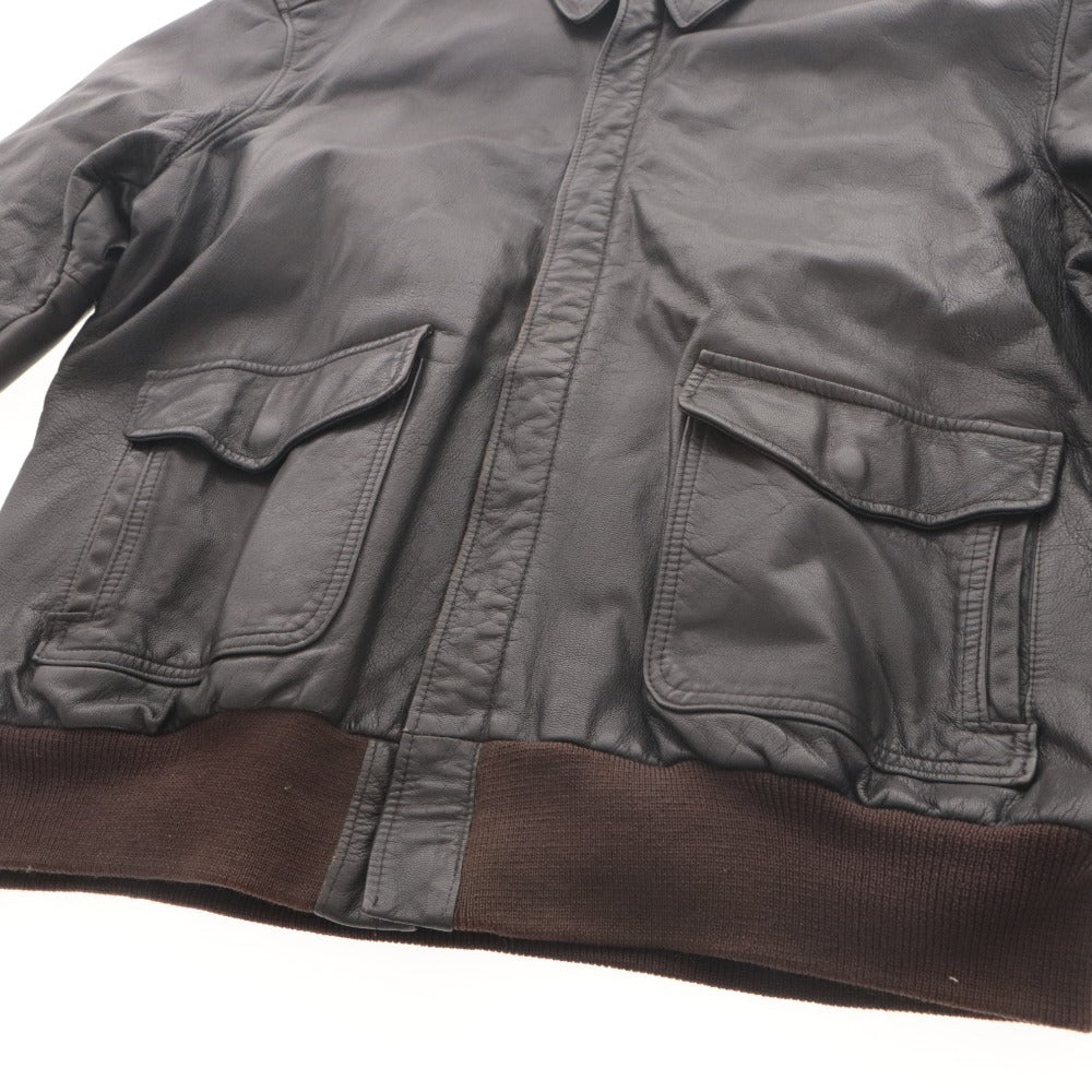 ■ L.L.Bean エルエルビーン フライトジャケット アウター A-2 ゴートスキン ファスナー ポケット メンズ 48 TALL ダークブラウン系