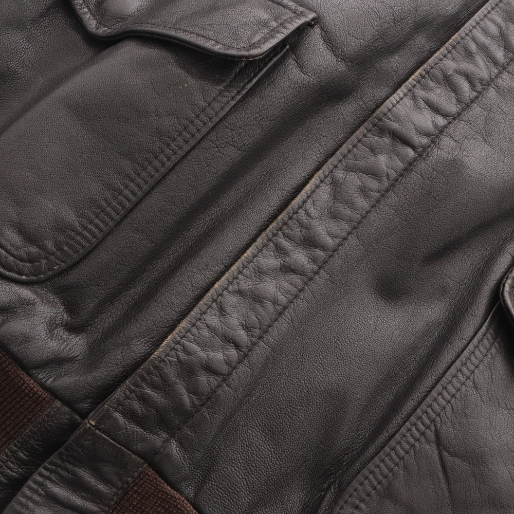 ■ L.L.Bean エルエルビーン フライトジャケット アウター A-2 ゴートスキン ファスナー ポケット メンズ 48 TALL ダークブラウン系