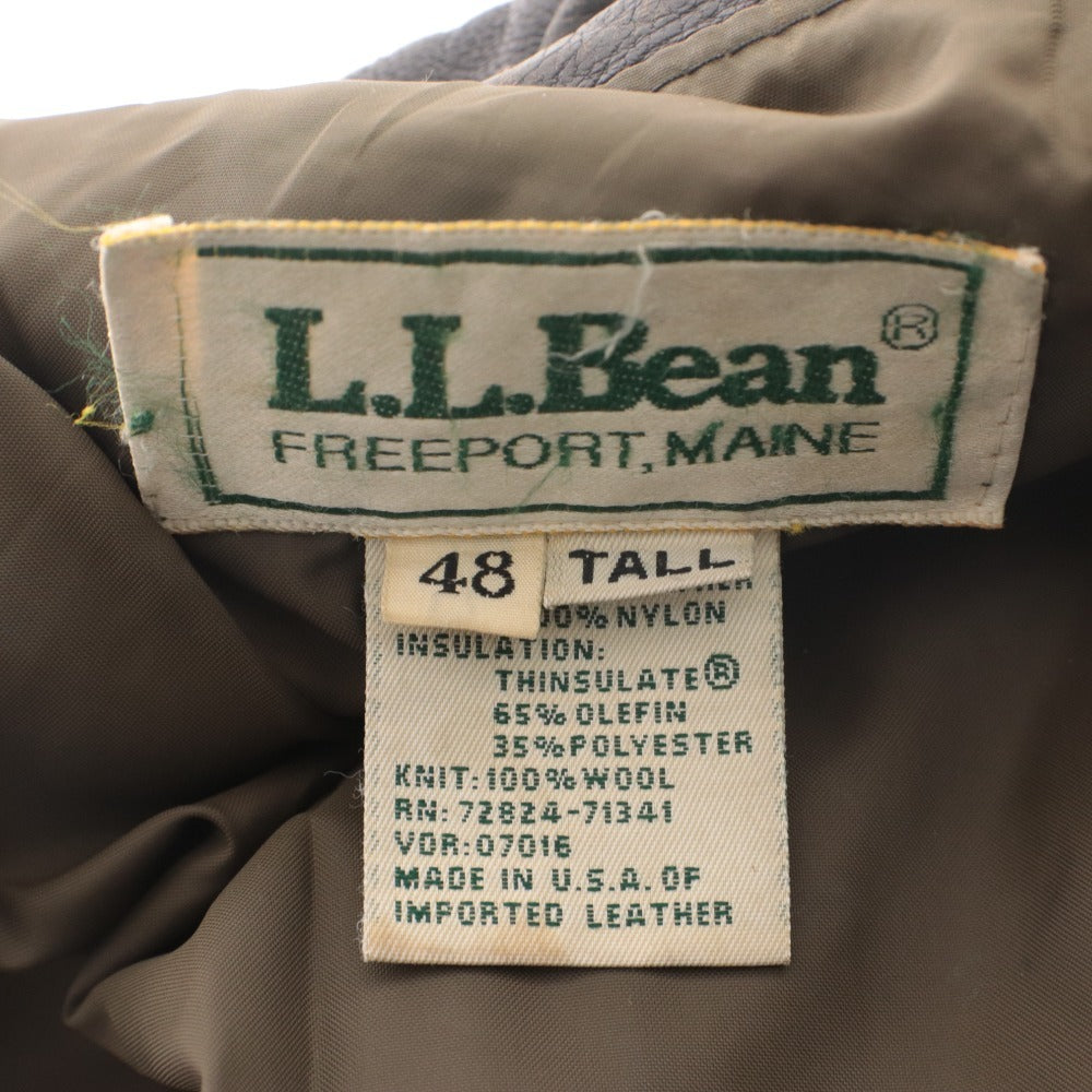■ L.L.Bean エルエルビーン フライトジャケット アウター A-2 ゴートスキン ファスナー ポケット メンズ 48 TALL ダークブラウン系