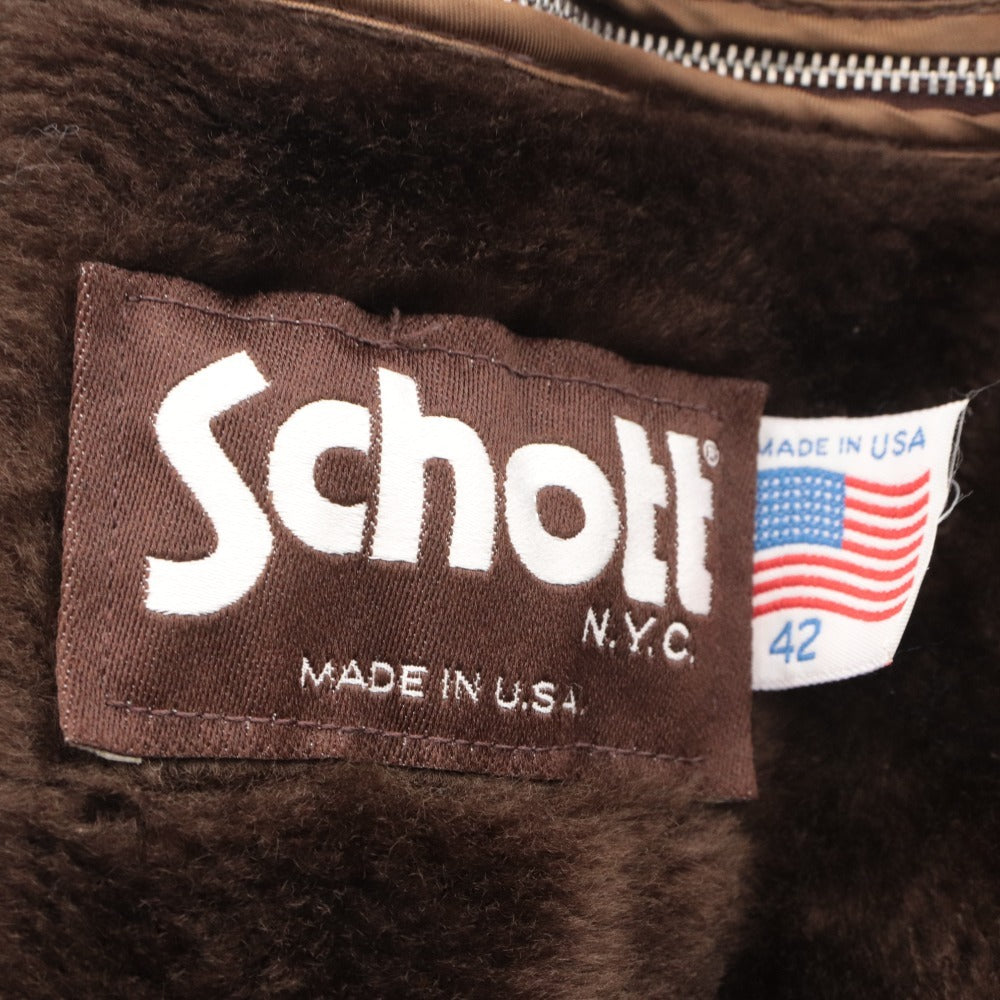 ■ Schott ショット フライトジャケット アウター G-1 ファスナー ポケット ヴィンテージ メンズ 42 ダークブラウン系
