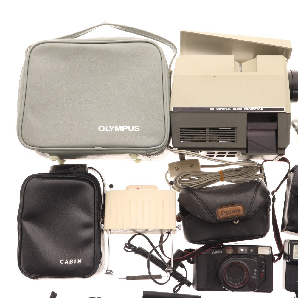 ■ キヤノン ミノルタ オリンパス 等 大量セット まとめ売り カメラ スライドプロジェクター スマホケース 等 付属品付き ジャンク