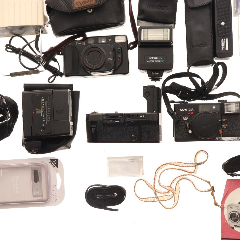 ■ キヤノン ミノルタ オリンパス 等 大量セット まとめ売り カメラ スライドプロジェクター スマホケース 等 付属品付き ジャンク